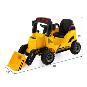 Kids Ride on Excavator, 12V Battery Powered Bulldozer Digger with Adjustable Digging Bucket, Electric Construction Vehicle Toy