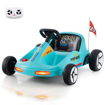 12V Electric Go Kart for Kids, Battery Powered Ride on Race Toy with Remote, LED Lights, Music, Story, Flags, Electric Pedal Kart for 3+