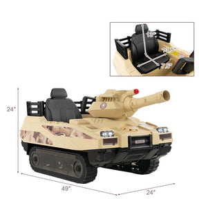 12V Kids Ride On Tank Battery Powered Electric Toy Tank with Rubber Tracks, Rotatable Turret and 8 Missiles