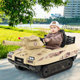 12V Kids Ride On Tank Battery Powered Electric Toy Tank with Rubber Tracks, Rotatable Turret and 8 Missiles