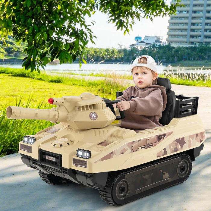 12V Electric Kids Ride On Tank with Rotatable Turret & 8 Missiles Sale ...