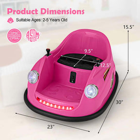 12V Bumper Car for Toddler 2-5 Years Old, Battery Powered Baby Bumping Toy Electric Kids Ride on Bumper Car with Bright LED Lights