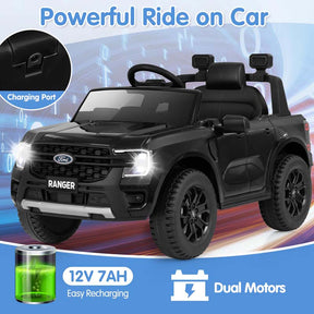 12V Licensed Ford Ranger Kids Ride on Car, Battery Powered Electric Vehicle Toy Car w/ Remote Control, Storage Basket, Music