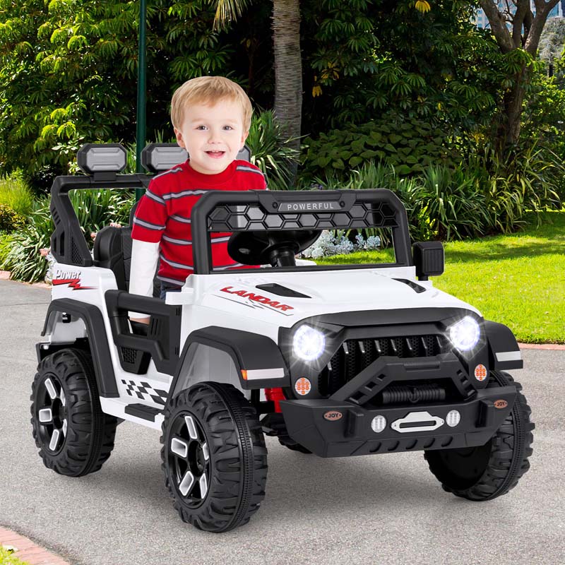 12V Electric Kids Ride on Truck, Battery Powered Kids Toy Car with Remote Control, 3 Speed & Spring Suspension, Music