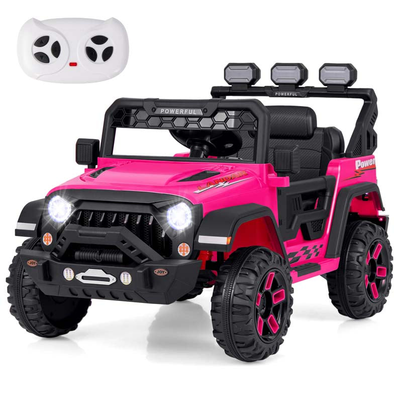 12V Electric Kids Ride on Truck, Battery Powered Kids Toy Car with Remote Control, 3 Speed & Spring Suspension, Music