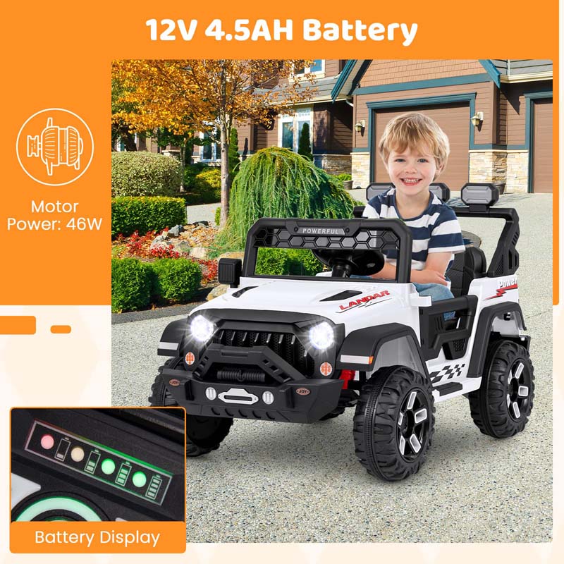 12V Electric Kids Ride on Truck, Battery Powered Kids Toy Car with Remote Control, 3 Speed & Spring Suspension, Music