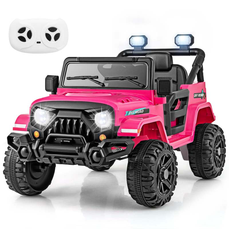 12V Kids Ride on Truck Car with Threaded Wheels, 3 Speeds Battery Powered Electric Vehicle Toy Car for Boys & Girls 3+