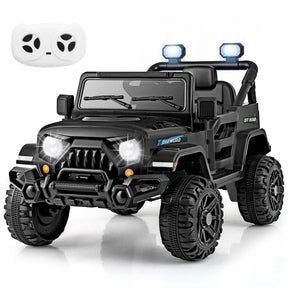 12V Kids Ride on Truck Car with Threaded Wheels, 3 Speeds Battery Powered Electric Vehicle Toy Car for Boys & Girls 3+