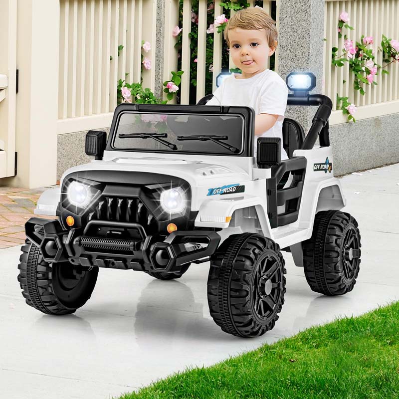 12V Kids Ride on Truck Car with Threaded Wheels, 3 Speeds Battery Powered Electric Vehicle Toy Car for Boys & Girls 3+