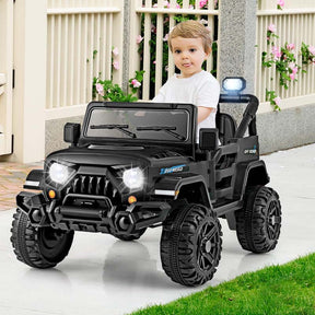 12V Kids Ride on Truck Car with Threaded Wheels, 3 Speeds Battery Powered Electric Vehicle Toy Car for Boys & Girls 3+