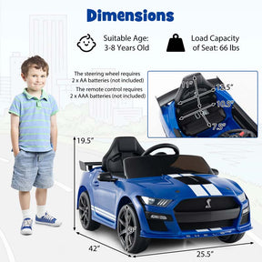 12V Licensed Ford Mustang Shelby GT500 Kids Ride on Car with Remote Control, Racing Kids Car for Toddler