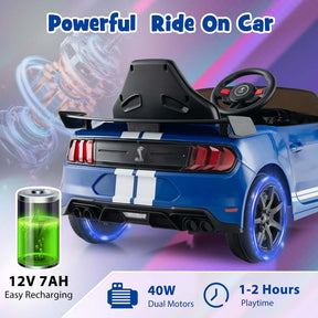 12V Licensed Ford Mustang Shelby GT500 Kids Ride-on Car, Electric Racing Toy Car with Remote Control