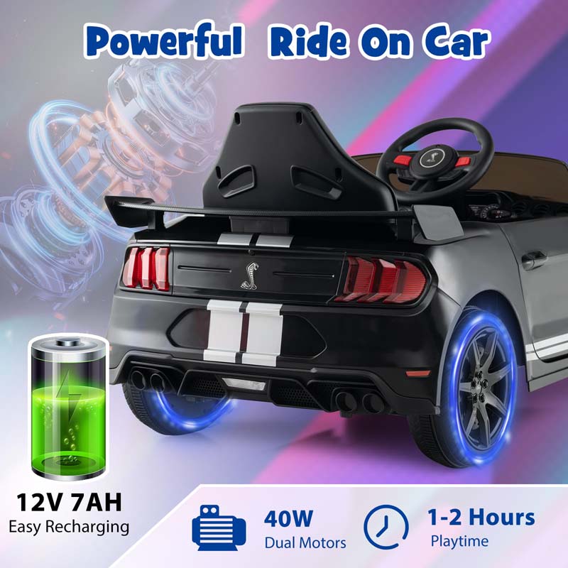 12V Licensed Ford Mustang Shelby GT500 Kids Ride-on Car, Electric Racing Toy Car with Remote Control