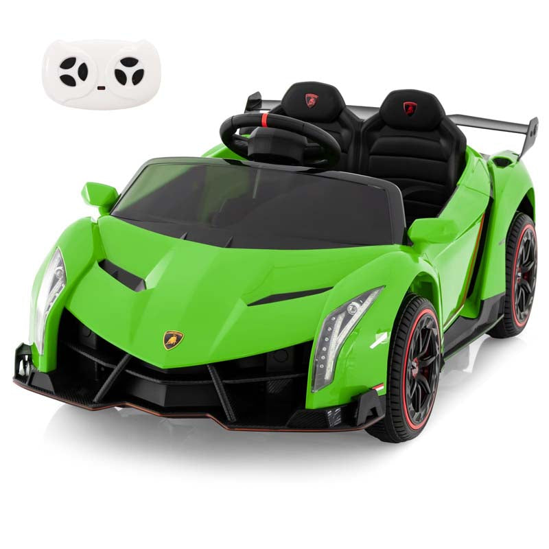 Lamborghini Licensed Kids Ride On 4WD Sports Car, 12V Battery Electric Vehicle Toy with Remote Control, 3 Speeds, Hydraulic Doors