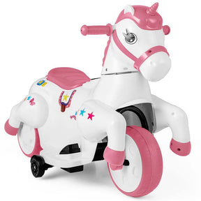 12V Unicorn Ride on Toy with Training Wheels & Horse Riding Mode, 3-Wheeler Battery Powered Motorized Ride on Pony Electric Toy Car for Kids