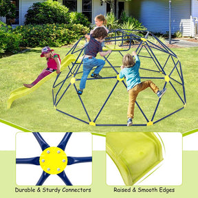 13.3FT Geometric Climbing Dome with Extended Wavy Slide, Outdoor Jungle Gym Monkey Bar Climbing Toys for Toddlers