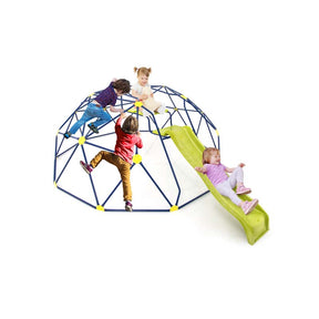 13.3FT Geometric Climbing Dome with Extended Wavy Slide, Outdoor Jungle Gym Monkey Bar Climbing Toys for Toddlers