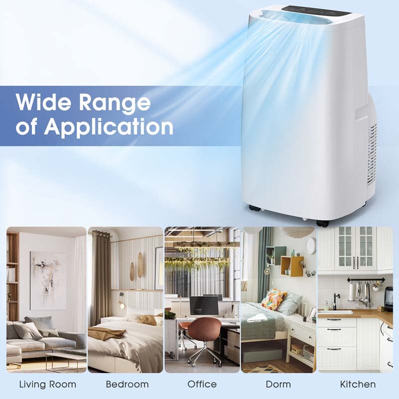 14000 BTU 4-in-1 Portable Air Conditioner with Heater, Cool Fan, Dehumidifier, Remote Control, 24H Timer