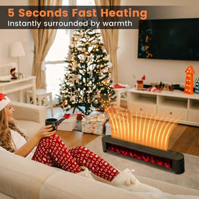 1400W Electric Baseboard Heater with Remote, 6 Adjustable Realistic 3D Flame, IPX4 Waterproof Convection Space Heater for Indoor Use