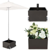 170 lbs 2-in-1 Patio Market Umbrella Base with Wheels, Heavy Duty Fillable Umbrella Stand, Garden Flower Box with Drainage Hole