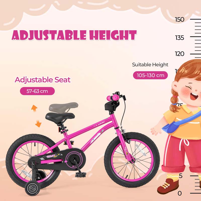 16" Kids Bike for 4-7 Years Old Girls Boys Sport Bicycle with Adjustable Saddle, Training Wheels, Reflectors