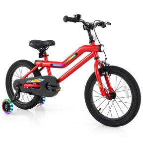 Lighted Kids Bike for 4-8 Years Old Children Sport Bicycle with 7-Mode LED Lighted Frame, Headlight, Flash Training Wheels, Dual-Brake