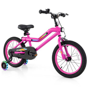 Lighted Kids Bike for 4-8 Years Old Children Sport Bicycle with 7-Mode LED Lighted Frame, Headlight, Flash Training Wheels, Dual-Brake