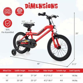 Lighted Kids Bike for 4-8 Years Old Children Sport Bicycle with 7-Mode LED Lighted Frame, Headlight, Flash Training Wheels, Dual-Brake