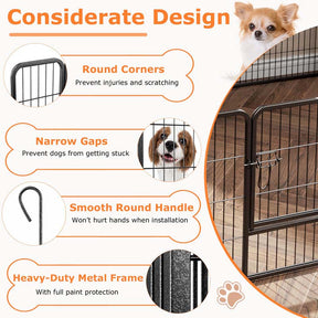 16 Panel 24/32/40" H Dog Playpen with Lock, Heavy Duty Metal Dog Pen with Large Door, Portable Pet Fences for Dogs Outside Garden