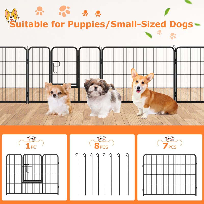 16 Panel 24/32/40" H Dog Playpen with Lock, Heavy Duty Metal Dog Pen with Large Door, Portable Pet Fences for Dogs Outside Garden