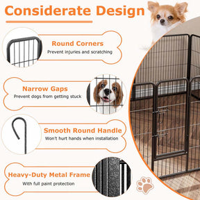 16 Panel 24/32/40" H Dog Playpen with Lock, Heavy Duty Metal Dog Pen with Large Door, Portable Pet Fences for Dogs Outside Garden