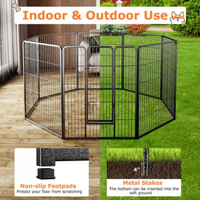 16 Panel 24/32/40" H Dog Playpen with Lock, Heavy Duty Metal Dog Pen with Large Door, Portable Pet Fences for Dogs Outside Garden