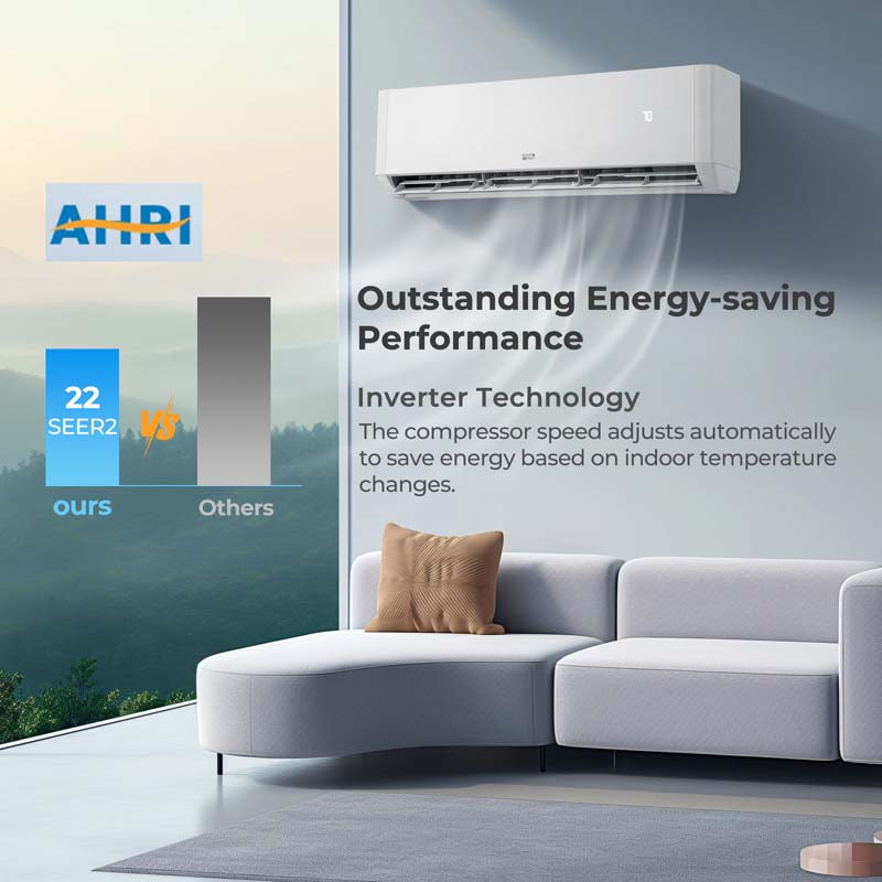 18000 BTU 22 SEER2 Dual Zone Mini Split Air Conditioner & Heater, Works with Alexa, Wifi Enabled Inverter Split System AC Unit with Heat Pump