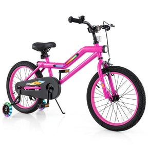 Lighted Kids Bike for 4-8 Years Old Children Sport Bicycle with 7-Mode LED Lighted Frame, Headlight, Flash Training Wheels, Dual-Brake