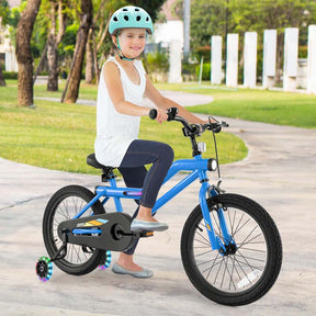 Lighted Kids Bike for 4-8 Years Old Children Sport Bicycle with 7-Mode LED Lighted Frame, Headlight, Flash Training Wheels, Dual-Brake