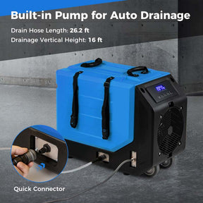 190 PPD Commercial Dehumidifier with Pump & 26 FT Drain Hose, Rotational Molded Industrial Dehumidifier for Basement, Water Damage Restoration