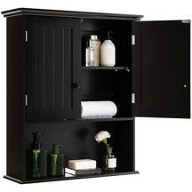 2-Door Wall Mounted Bathroom Storage Cabinet with Adjustable Shelf, Over The Toilet Cabinet, Wood Hanging Medicine Cabinet