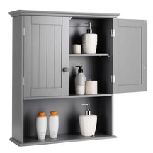 2-Door Wall Mounted Bathroom Storage Cabinet with Adjustable Shelf, Over The Toilet Cabinet, Wood Hanging Medicine Cabinet