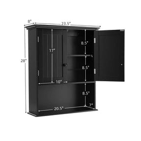 2-Door Wall Mounted Bathroom Storage Cabinet with Adjustable Shelf, Over The Toilet Cabinet, Wood Hanging Medicine Cabinet