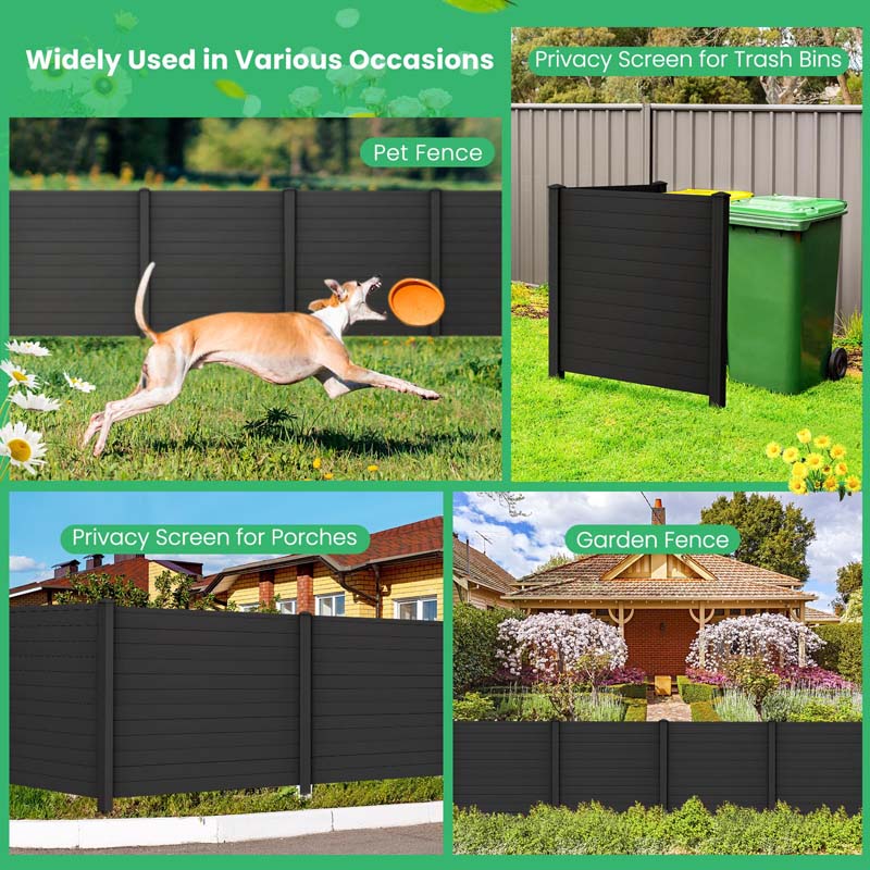 2/4 Panels 48''W x 48''H Decorative Air Conditioner Fence Trash Can Enclosure, Outdoor Privacy Screen PVC Pickets for Garden Patio Lawn