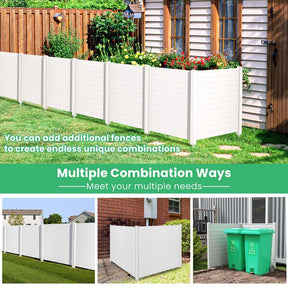 2/4 Panels 48''W x 48''H Decorative Air Conditioner Fence Trash Can Enclosure, Outdoor Privacy Screen PVC Pickets for Garden Patio Lawn