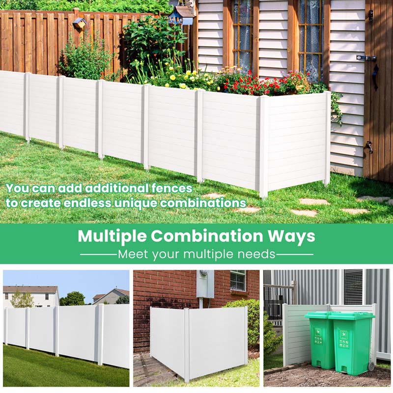 2/4 Panels 48''W x 48''H Decorative Air Conditioner Fence Trash Can Enclosure, Outdoor Privacy Screen PVC Pickets for Garden Patio Lawn