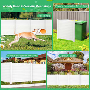 2/4 Panels 48''W x 48''H Decorative Air Conditioner Fence Trash Can Enclosure, Outdoor Privacy Screen PVC Pickets for Garden Patio Lawn