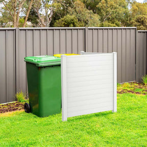 2/4 Panels 48''W x 48''H Decorative Air Conditioner Fence Trash Can Enclosure, Outdoor Privacy Screen PVC Pickets for Garden Patio Lawn