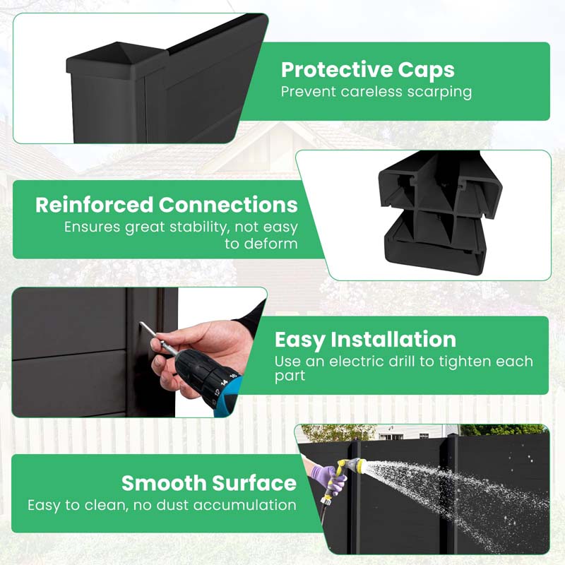 2/4 Panels 48''W x 48''H Decorative Air Conditioner Fence Trash Can Enclosure, Outdoor Privacy Screen PVC Pickets for Garden Patio Lawn