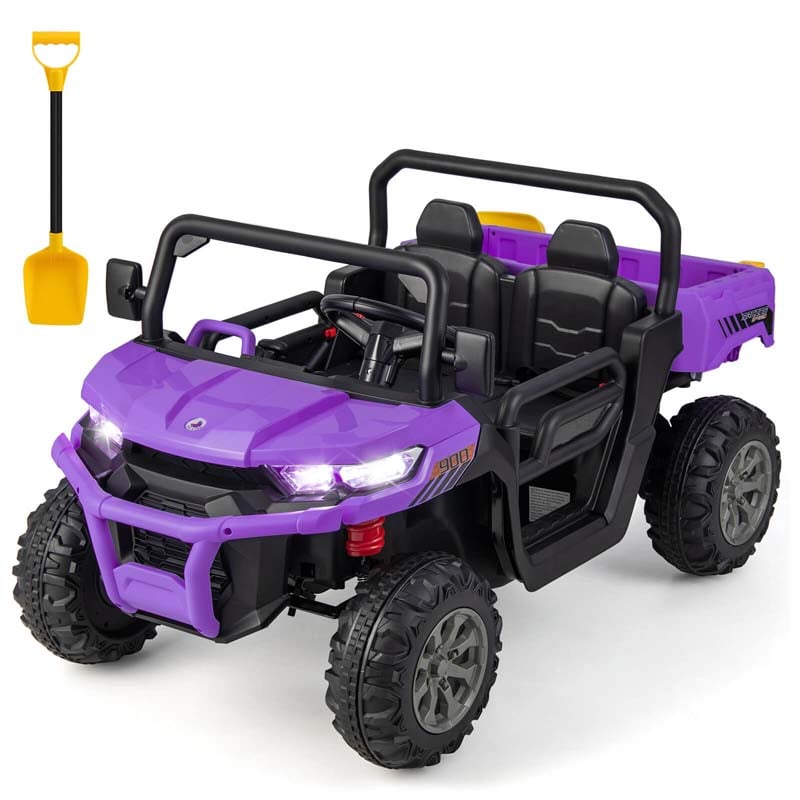 2-Seater Kids Ride On UTV, 12V Battery Powered Electric Toy Car with Remote Control, Dump Bed & Extra Shovel