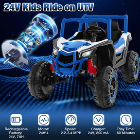 4WD/2WD 2-Seater Kids Ride on UTV, 24V Battery Powered Electric Toy Car with Remote Control, Suspension Spring