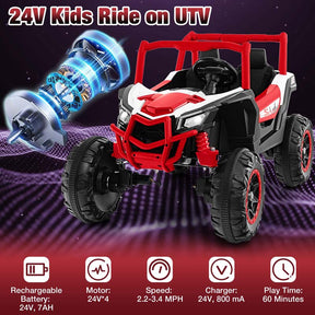 4WD/2WD 2-Seater Kids Ride on UTV, 24V Battery Powered Electric Toy Car with Remote Control, Suspension Spring