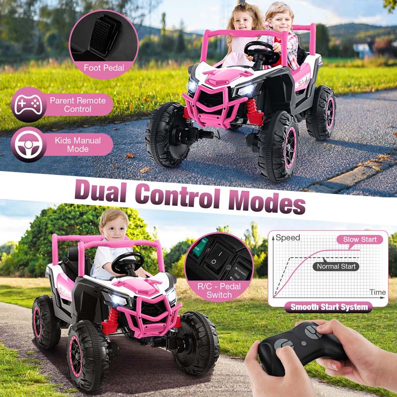 4WD/2WD 2-Seater Kids Ride on UTV, 24V Battery Powered Electric Toy Car with Remote Control, Suspension Spring