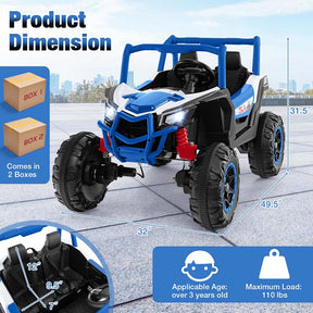 4WD/2WD 2-Seater Kids Ride on UTV, 24V Battery Powered Electric Toy Car with Remote Control, Suspension Spring